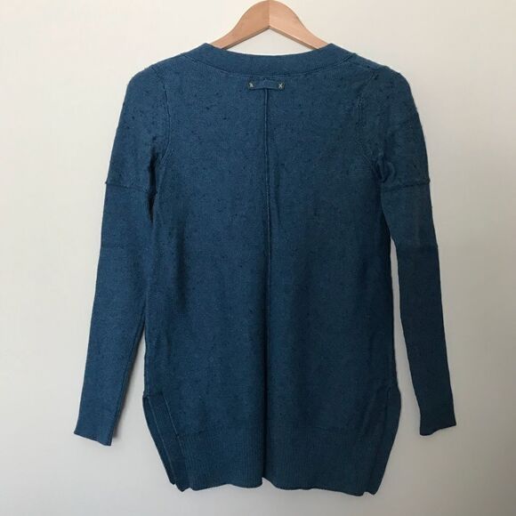 Free people S blue cotton v Neck sweater pockets - Picture 3 of 7